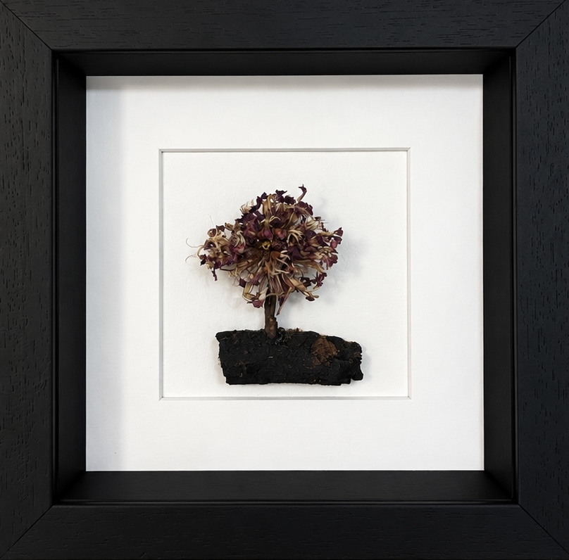 Burgundy and Gold Floral Tree with Irish Peat Base – 10 Inch Frame