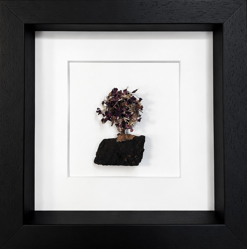 Deep Burgundy Floral Tree with Irish Peat Base – 10 Inch Frame