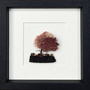 Dusky Pink Preserved Moss Tree with Natural Pebbles – Handmade Irish Art